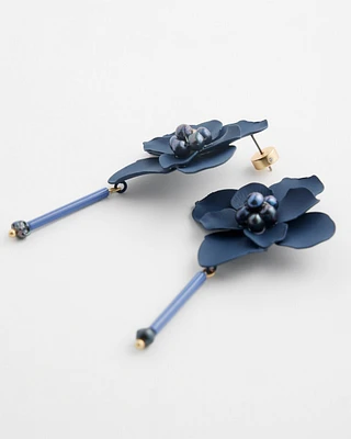 Blue Flower Drop Earrings