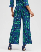 Petite Travelers Half Moon Print Cropped Pants