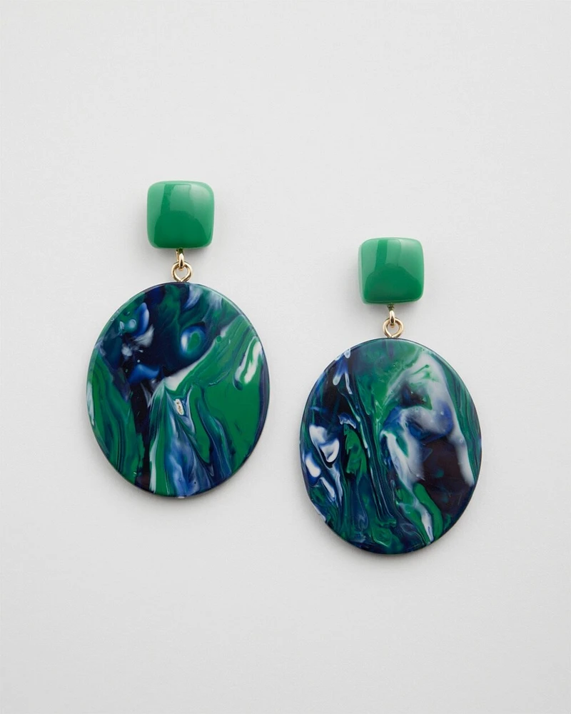 Green Tie Dye Drop Earrings