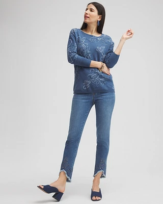 Petite Eyelet Tulip Hem Pull-on Ankle Jeggings