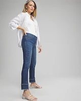 Petite Girlfriend Double Fray Ankle Jeans