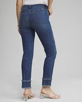 Petite Girlfriend Double Fray Ankle Jeans