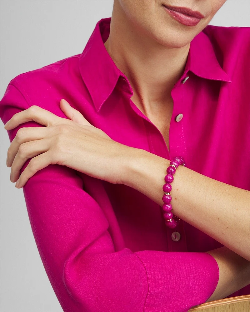 Magenta Beaded Stretch Bracelet