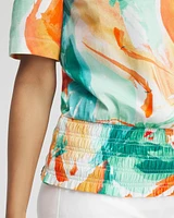 Touch of Cool\u2122 Abstract Smocked Waist Tee