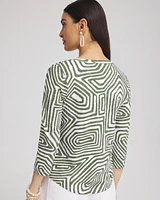 Abstract V-neck 3/4 Sleeve Tee