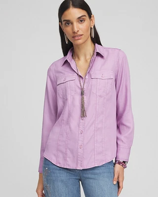 Split Cuff Denim Pocket Shirt