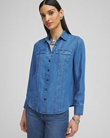 Split Cuff Denim Pocket Shirt