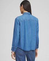 Split Cuff Denim Pocket Shirt