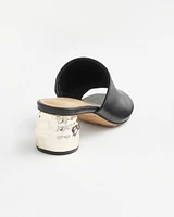 Black Leather Mules