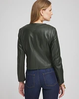 Faux Leather Knit Detail Jacket