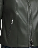 Faux Leather Knit Detail Jacket