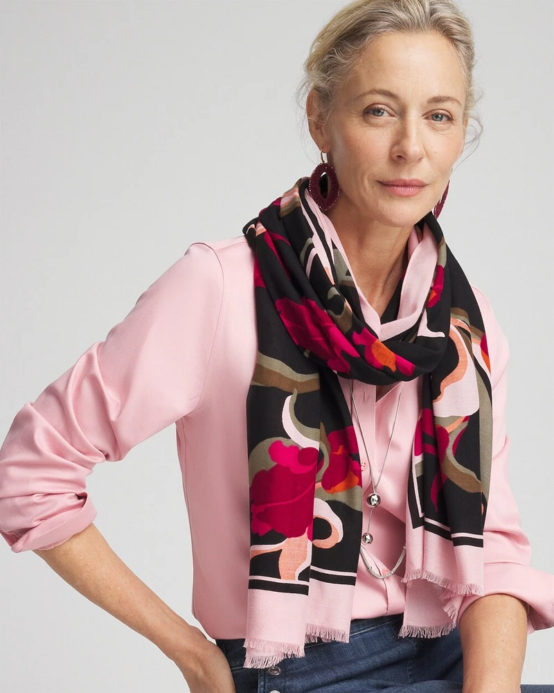 Orchid Print Oblong Scarf