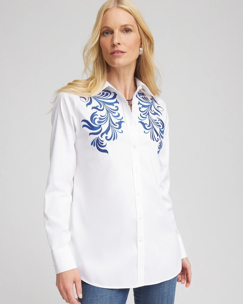 No Iron\u2122 Wildflower Embroidered Shirt