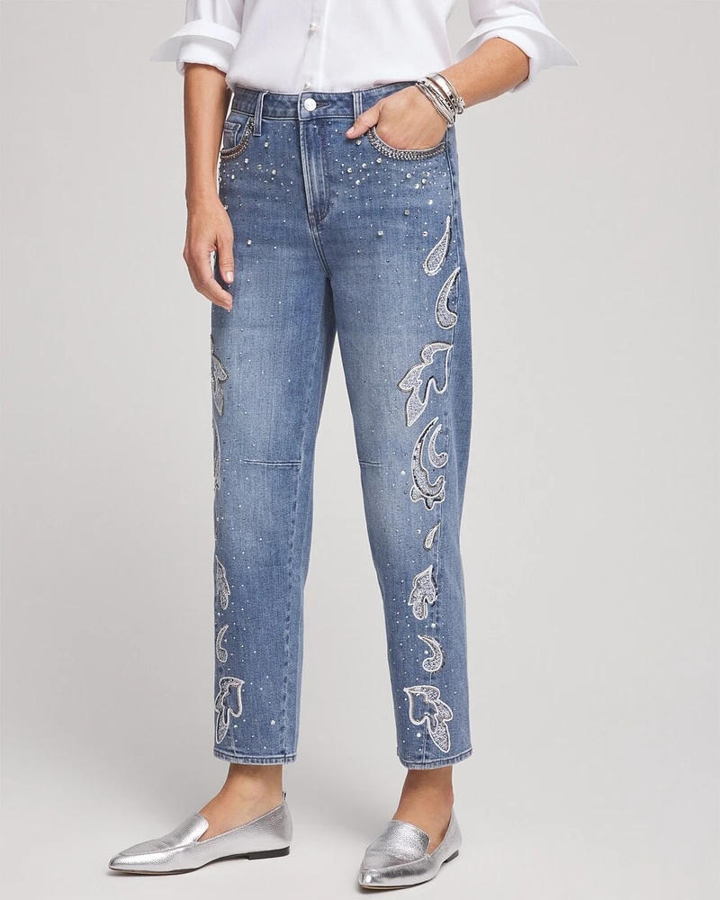 Petite Embellished Tapered Jeans