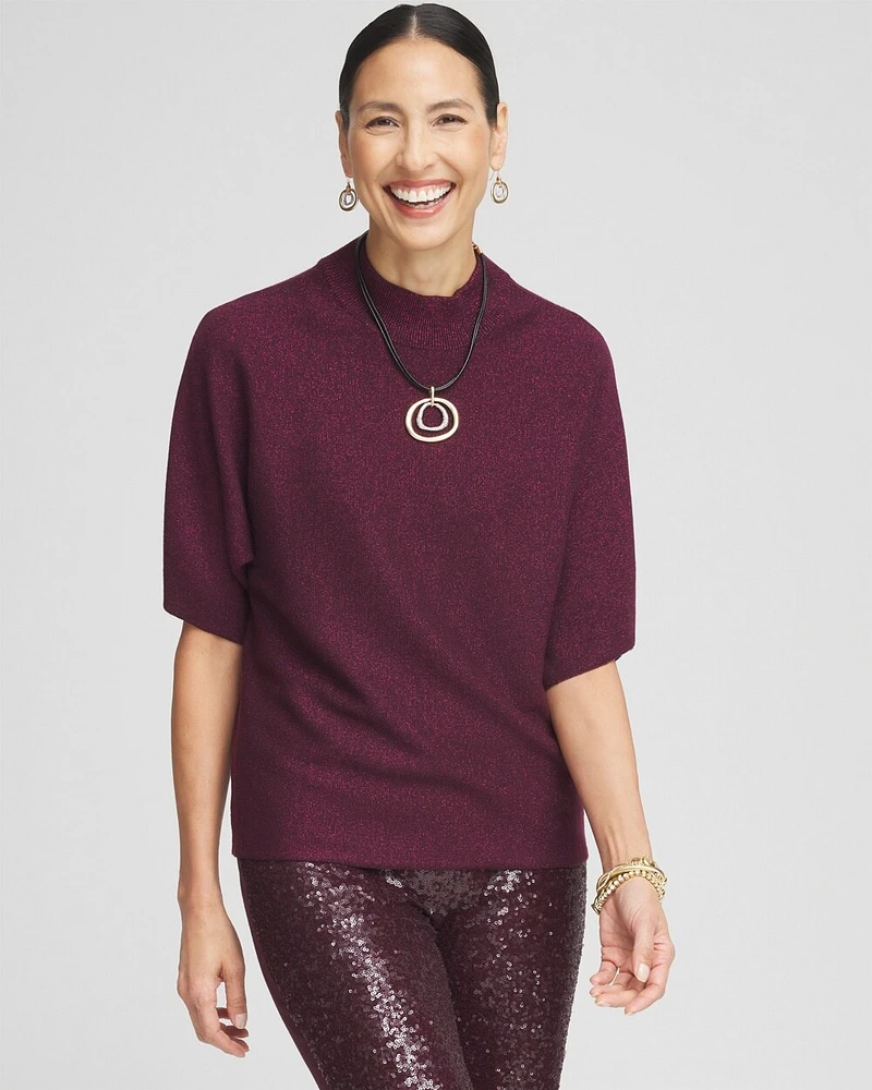 Shimmer Short Sleeve Pullover Sweater