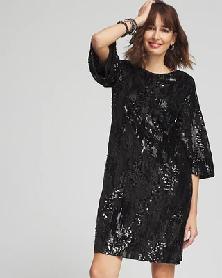 Sequin Bell-Sleeve Dress