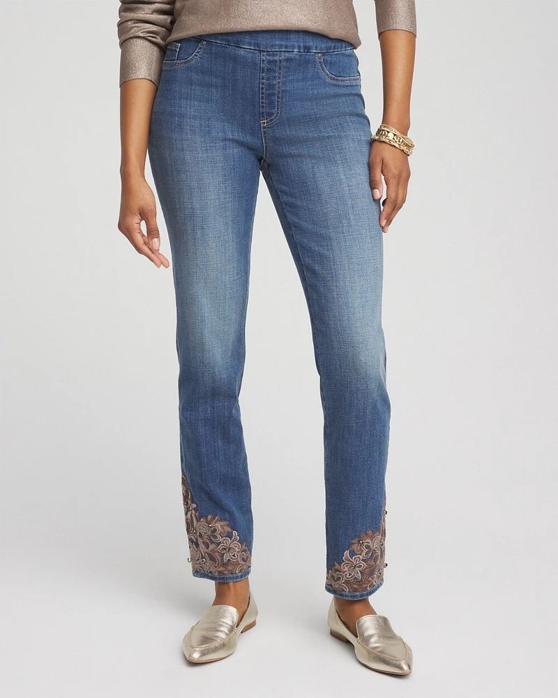 Petite Embellished Pull On Ankle Jeggings