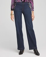 Petite Embellished Wide Leg Pull On Jeans