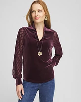 Velvet V-neck Long Sleeve Top