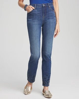 Petite Girlfriend Sequin Ankle Jeans