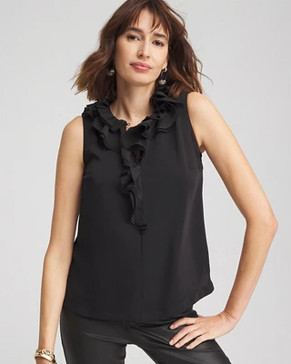 Ruffled Neck Sleeveless Blouse