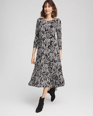 Swirl Print Midi Dress