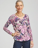 Paisley V-Neck Pullover Sweater