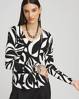 Abstract Print V-Neck Pullover Sweater