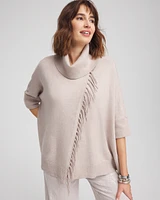 Cowl Neck Fringe Cashmere Blend Poncho