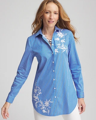 No Iron\u00AE Embroidered Pinstriped Tunic