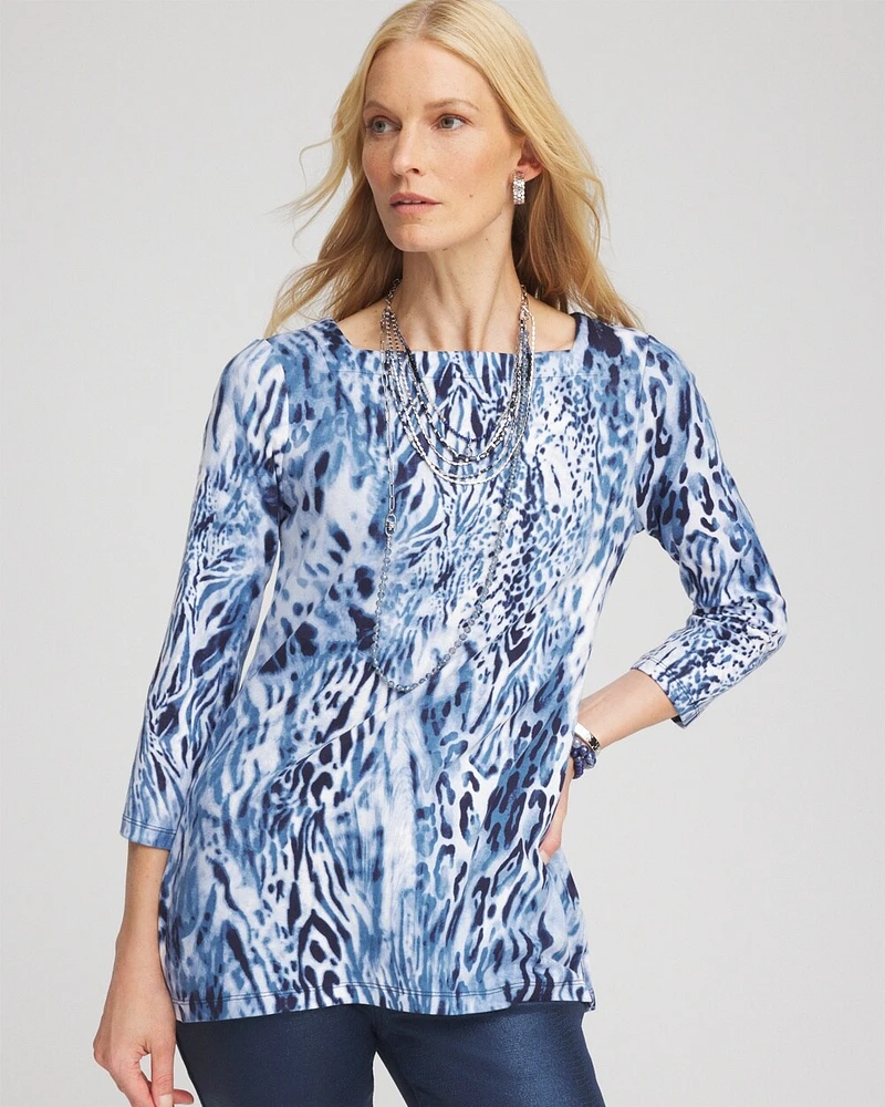 Animal Print Square Neck Tunic