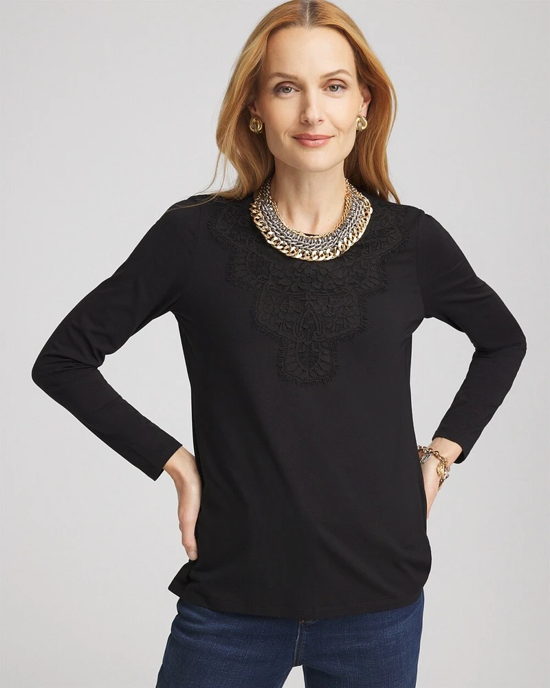 Touch of Cool\u2122 Lace Neck Layering Tee