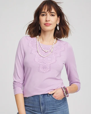 Touch of Cool\u2122 Lace Neck Layering Tee