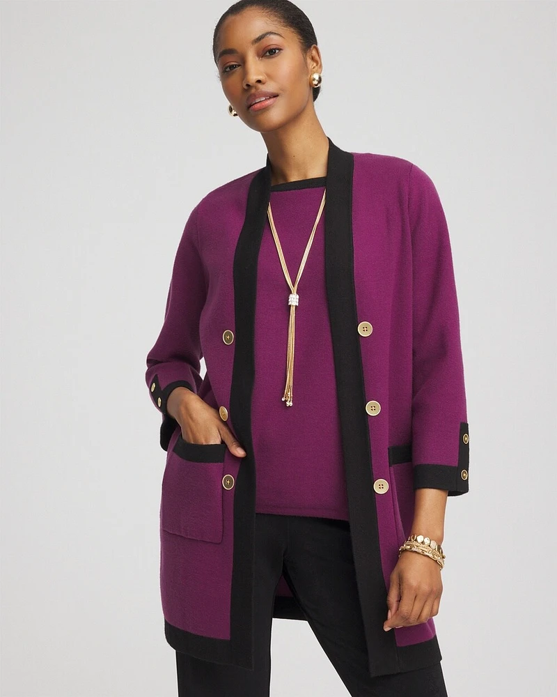 Travelers\u2122 Collection Contrast Button Cardigan