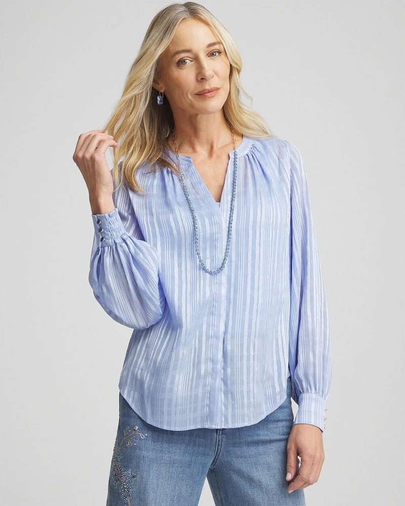 Split Neck Crinkle Blouse