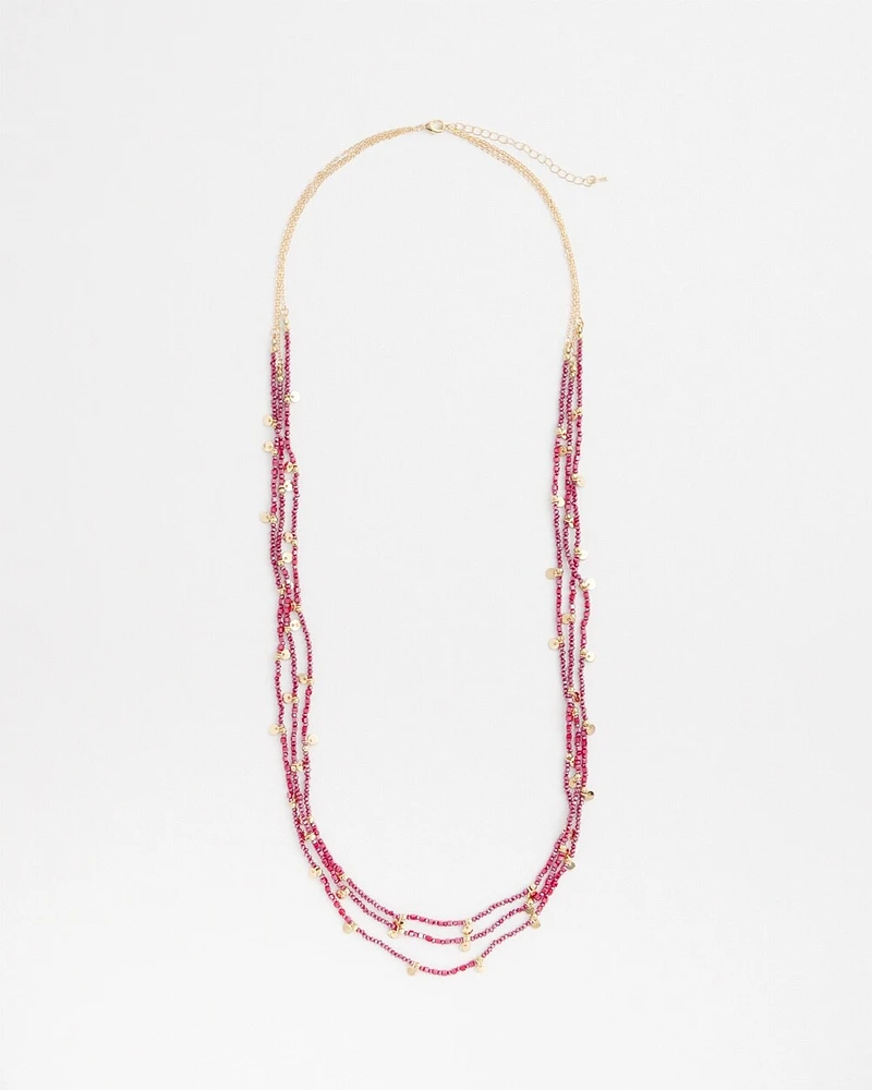 Red Bead Multistrand Necklace