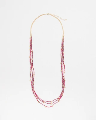 Red Bead Multistrand Necklace