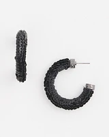 No Droop\u2122 Black Sequin Huggie Earrings