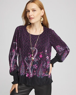 Paisley Crinkle Long Sleeve Top