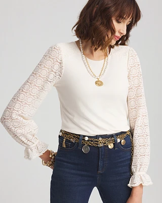 Touch of Cool\u2122 Lace Sleeve Tee