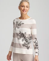 Zenergy\u00AE Luxe Cashmere Blend Floral Stripe Sweater