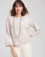 Tulle Floral Pullover Sweater