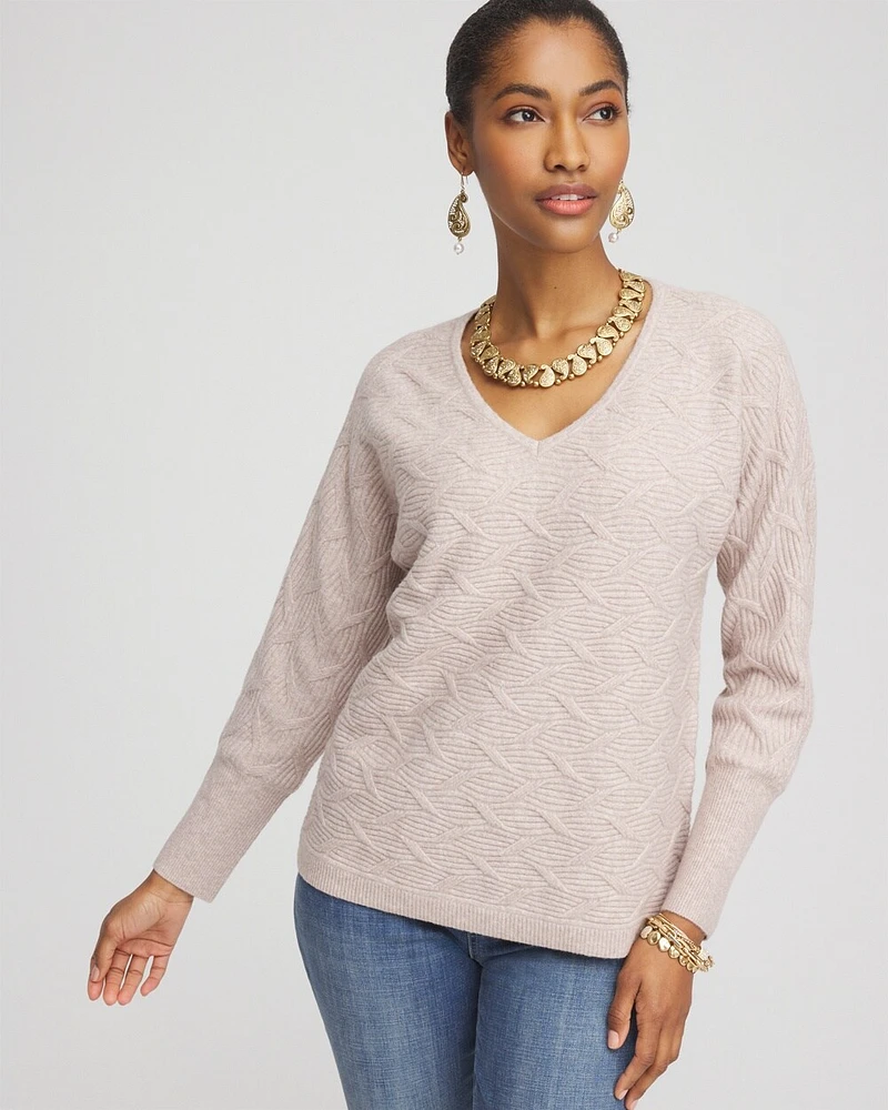 V-Neck Cable-knit Pullover Sweater