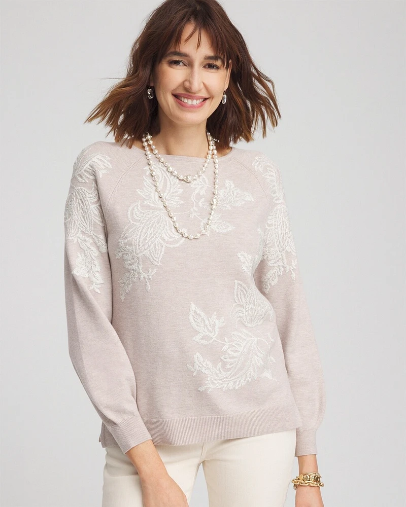 Embroidered Boatneck Sweater