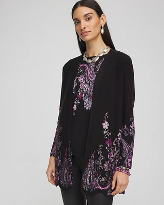 Jacquard Scalloped Hem Cardigan