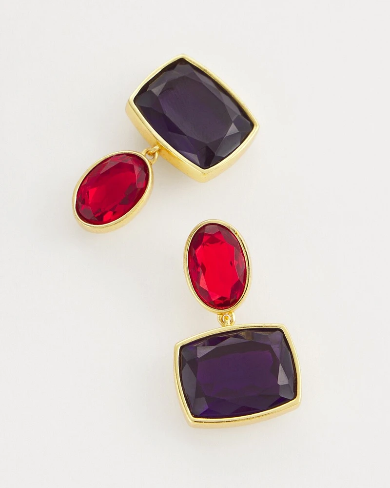 No Droop\u2122  Purple Double Drop Earrings