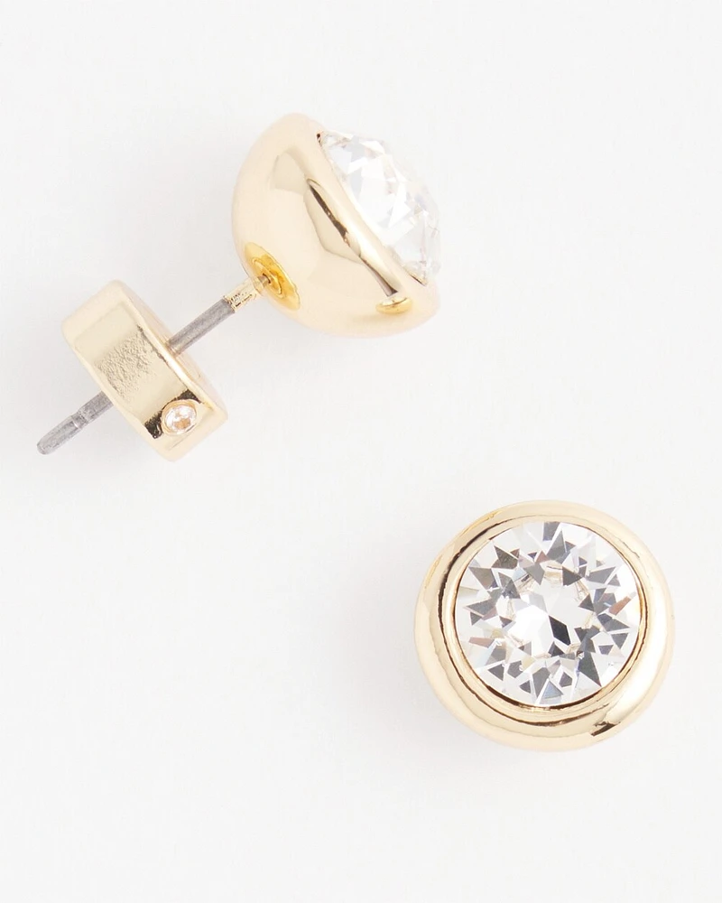 Gold Tone Crystal Stud Earrings