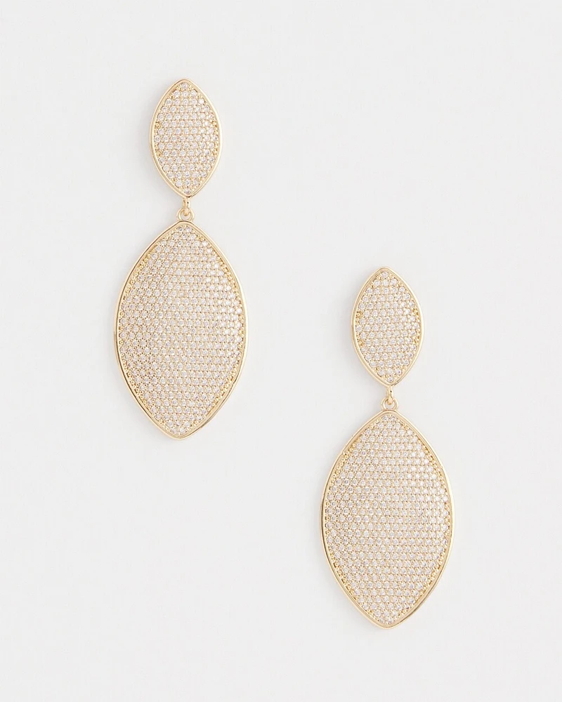 No Droop\u2122 Pav\u00E9 Navette Drop Earrings