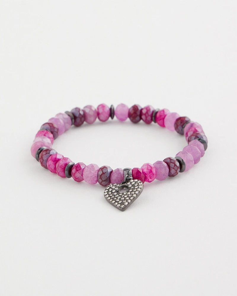 Purple Charm Stretch Bracelet