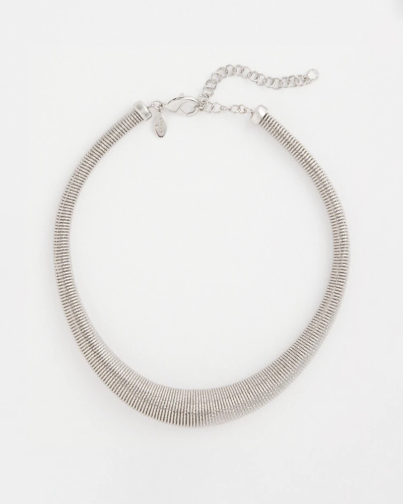 Silver Coil Statement Choker Necklace